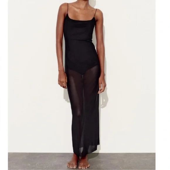 Zara Dresses Nwt Zara Mixed Tulle Dress Bodysuit Sheer Dress